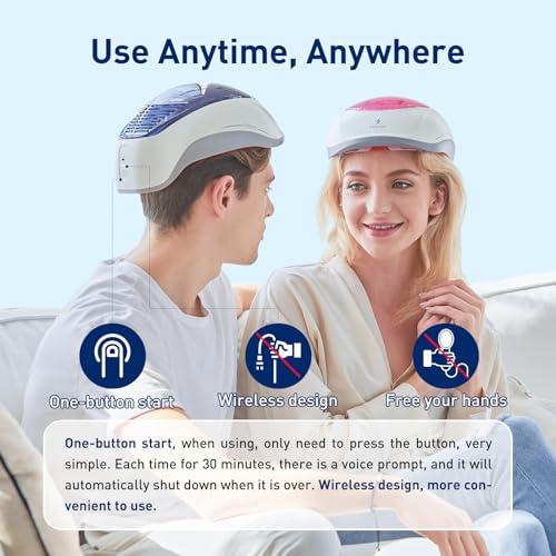 iHelmet نظام نمو الشعر بالليزر iHelmet (معتمد من إدارة الغذاء والدواء)، خوذة نمو الشعر وقبعة الليزر، علاج تساقط الشعر للرجال والنساء، علاج بالليزر منخفض المستوى لنمو الشعر، علاج مضاد للترقق، 36 أزرق - Image 2