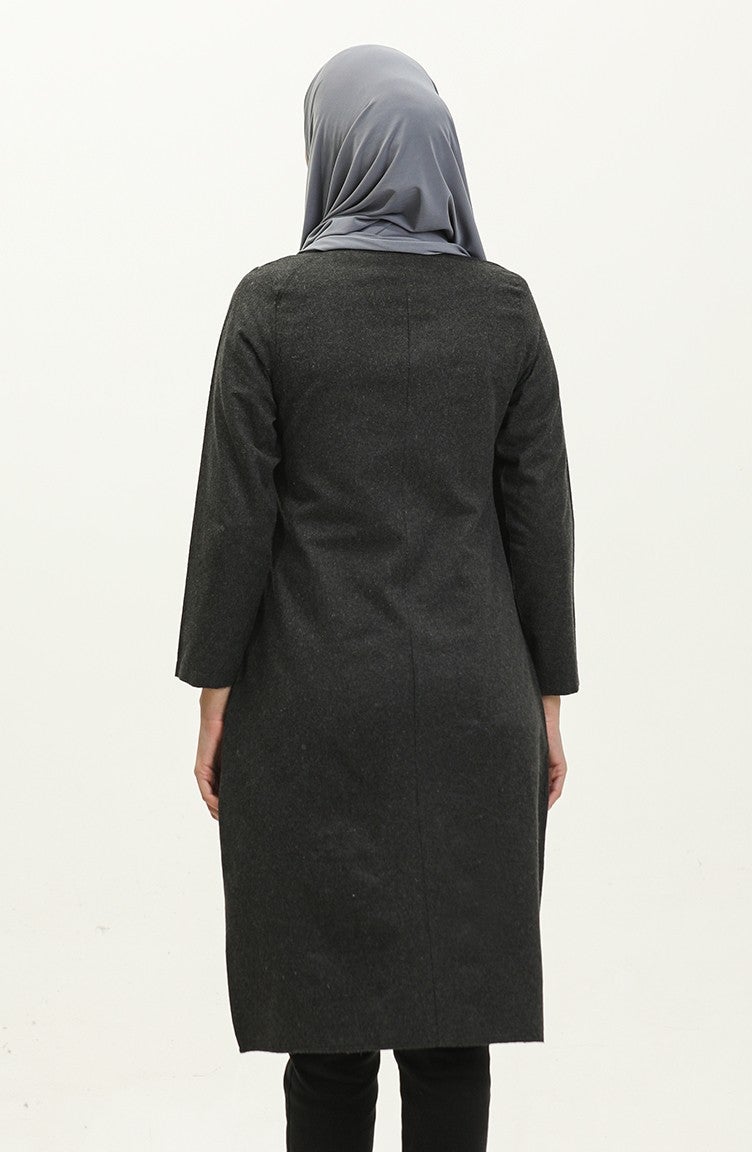 Sefa Merve Zippered Coat 6109-04 Anthracite - Image 3