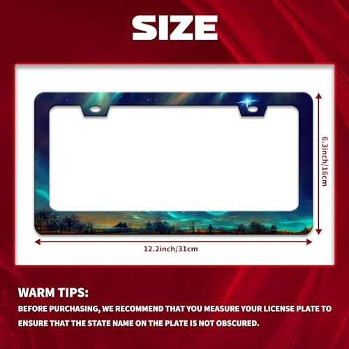 Omw2fyb Personalise Aurora Night Sky License Plate Frame Scenery License Plate Frames Car Universal Stainless Steel Accessories Cars Decor with 2 Holes and Screws Fits Standard Us Vehicles Size 122 X 6 Inch - Image 3