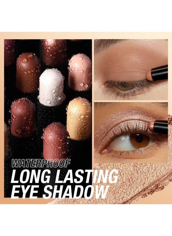 Bestland BestLand 8 Pcs Cream Eyeshadow Stick, Highlighter Makeup Stick Set Long-Lasting Waterproof, Crease-proof, Blendable Eye Shadow Applicator Sticks Eyeliner Pen Eye Makeup (Color Set B)  - Image 3