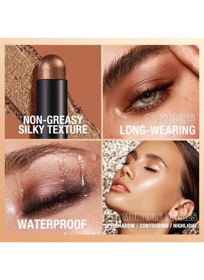 Bestland BestLand 8 Pcs Cream Eyeshadow Stick, Highlighter Makeup Stick Set Long-Lasting Waterproof, Crease-proof, Blendable Eye Shadow Applicator Sticks Eyeliner Pen Eye Makeup (Color Set B)  - Image 2
