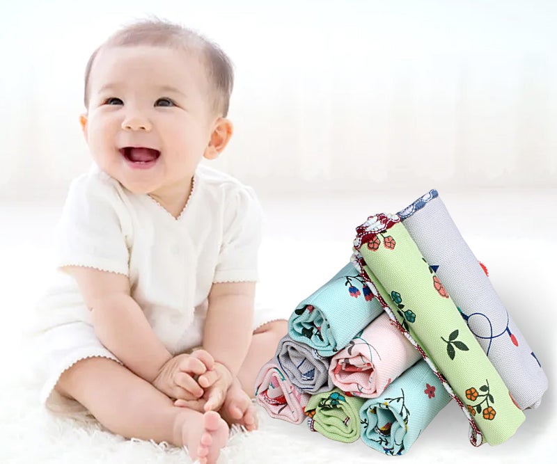 MOM CARE Cotton Face Towels for Babies Extra Soft/Quick Dry/Strong Water Absorbent/Napkins Towel for Kids, Boys and Girls Pack of 4 Multi Color 25x25 cm - Image 1