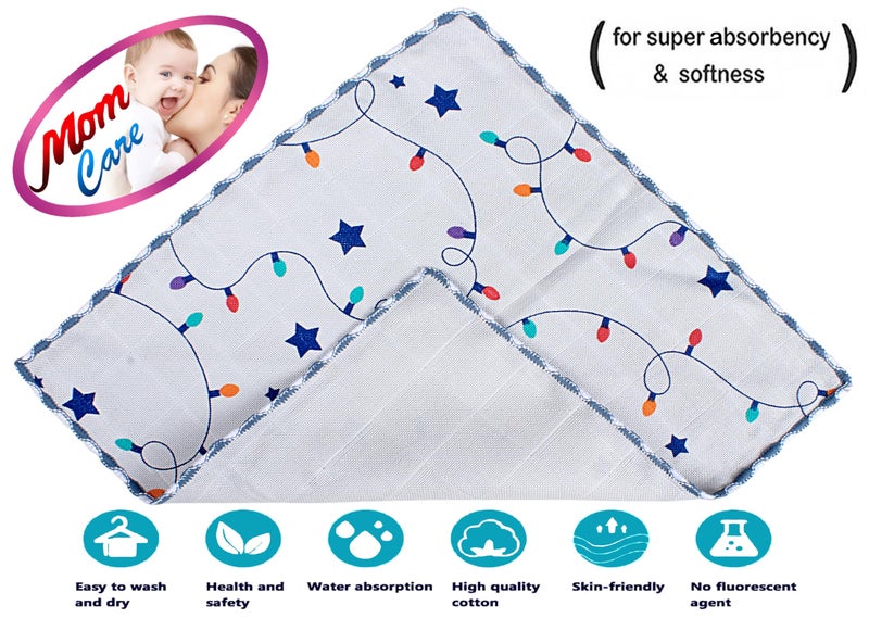 MOM CARE Cotton Face Towels for Babies Extra Soft/Quick Dry/Strong Water Absorbent/Napkins Towel for Kids, Boys and Girls Pack of 4 Multi Color 25x25 cm - Image 3