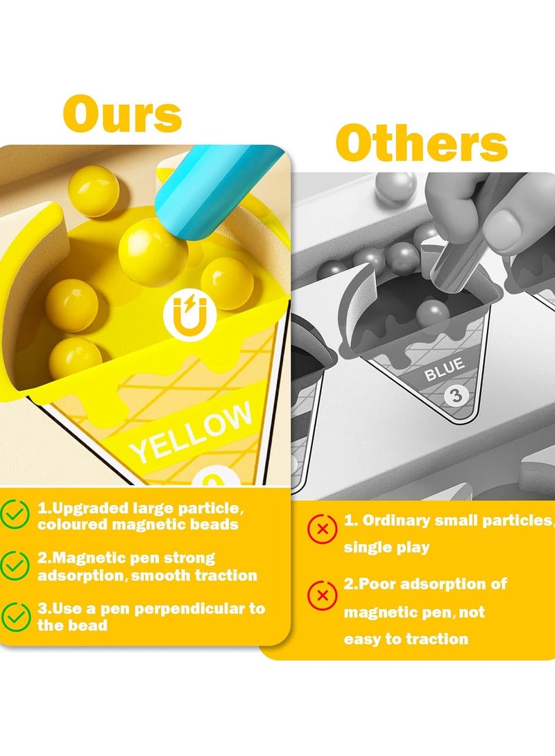 VUCATIN Magnetic Color and Number Maze Montessori Counting Matching Toys Wooden Color Matching Learning Counting Puzzle Board for Toddlers and Kids Boys Girls Preschoolers 3+ Years Old (Ice Cream) - Image 3