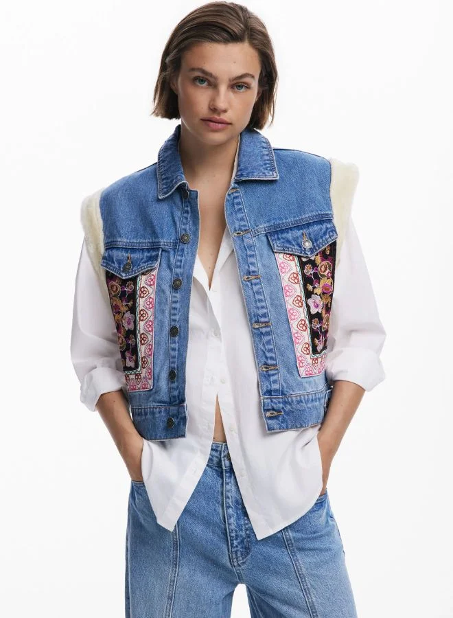 DESIGUAL Sherpa denim vest