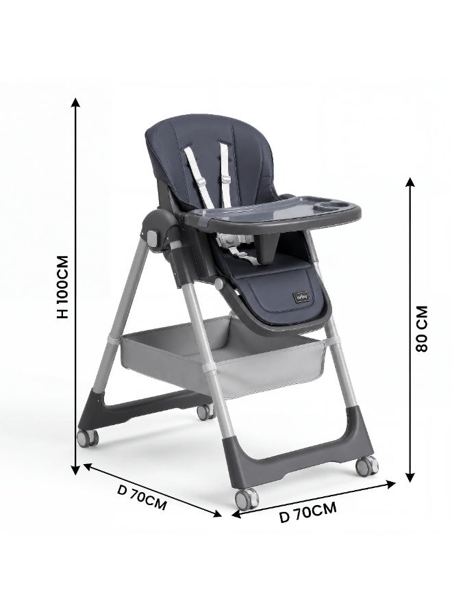 Burbay Premium Adjustable Baby High Chair - 8 Height Levels & Foldable Design - Image 2