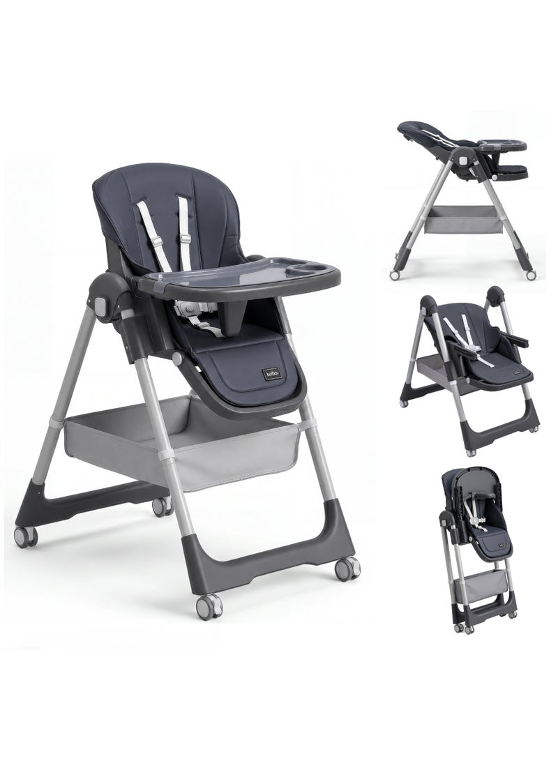 Burbay Premium Adjustable Baby High Chair - 8 Height Levels & Foldable Design - Image 1