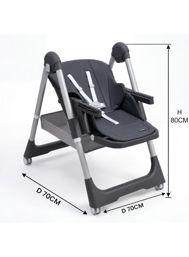 Burbay Premium Adjustable Baby High Chair - 8 Height Levels & Foldable Design - Image 3