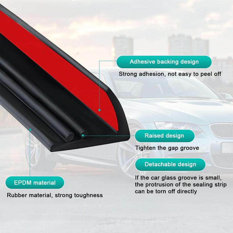 STHIRA Car Window Gap Seal Strip, Self-Adhesive L-Shape Window Gap Filler, Peel and Stick Weatherproof Sealing Strip for Noise & Dust Reduction, 4 Meters /13ft - Image 5