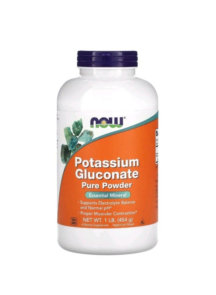 now Potassium Gluconate Pure Powder 1 lb (454 g) - Image 1