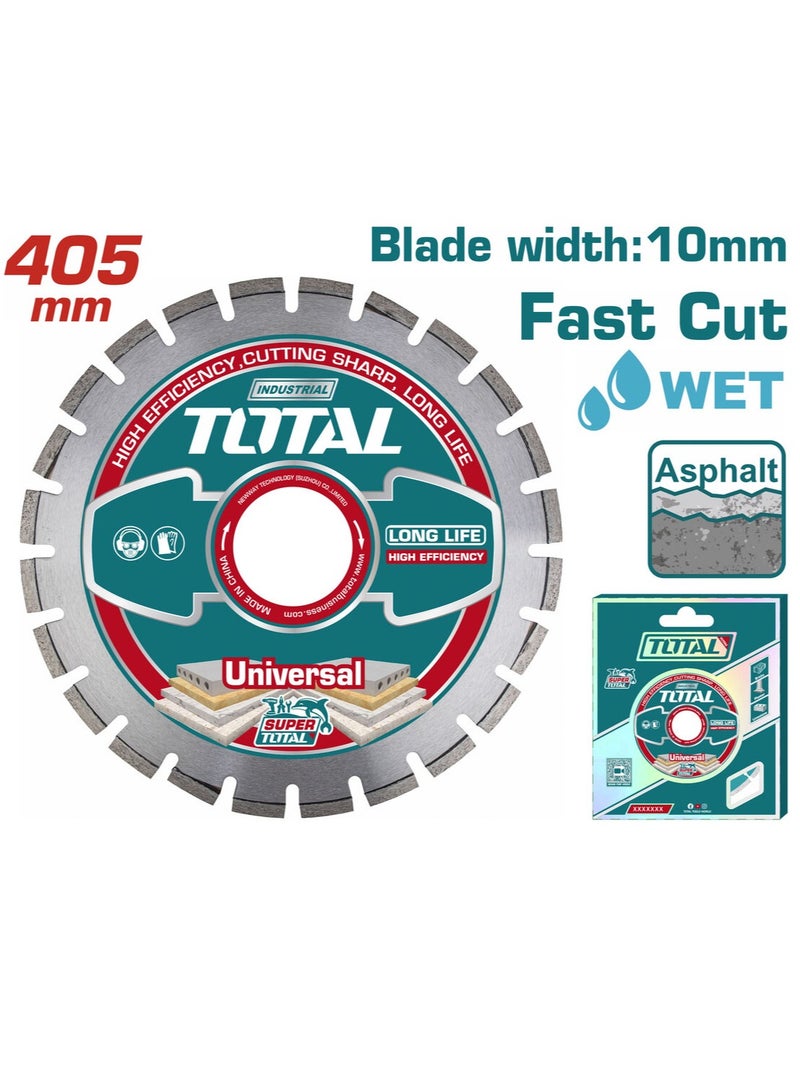 TOTAL Total Diamond Disc 405MM (16") for Floor Saw – Laser Welded Asphalt Cutting Blade – 25.4MM Arbor, 10MM Width – Compatible with TP1016-2/TP1016-2EE Gasoline Floor Saws – Heavy Duty Performance  - Image 1