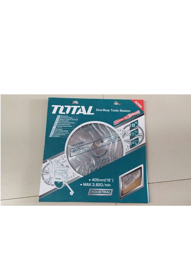 TOTAL Total Diamond Disc 405MM (16") for Floor Saw – Laser Welded Asphalt Cutting Blade – 25.4MM Arbor, 10MM Width – Compatible with TP1016-2/TP1016-2EE Gasoline Floor Saws – Heavy Duty Performance  - Image 2