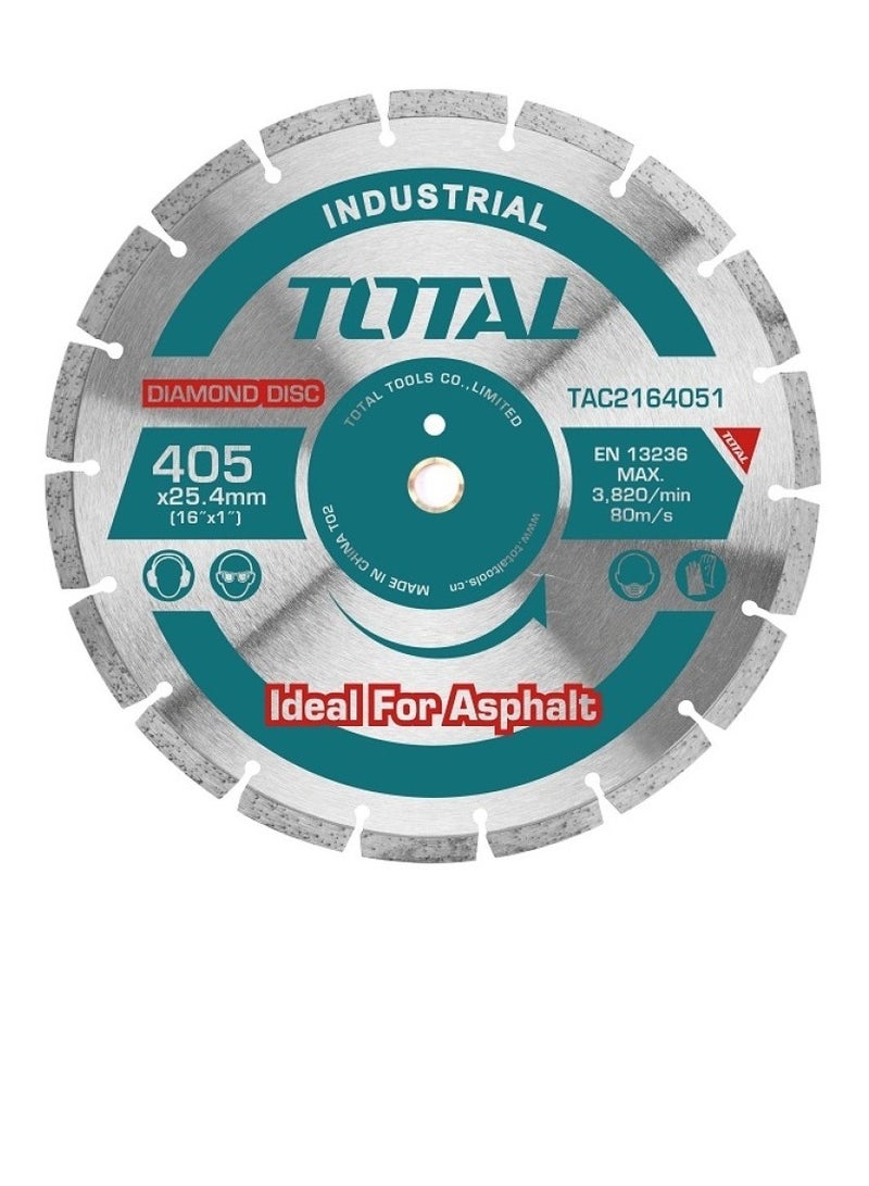 TOTAL Total Diamond Disc 405MM (16") for Floor Saw – Laser Welded Asphalt Cutting Blade – 25.4MM Arbor, 10MM Width – Compatible with TP1016-2/TP1016-2EE Gasoline Floor Saws – Heavy Duty Performance  - Image 4