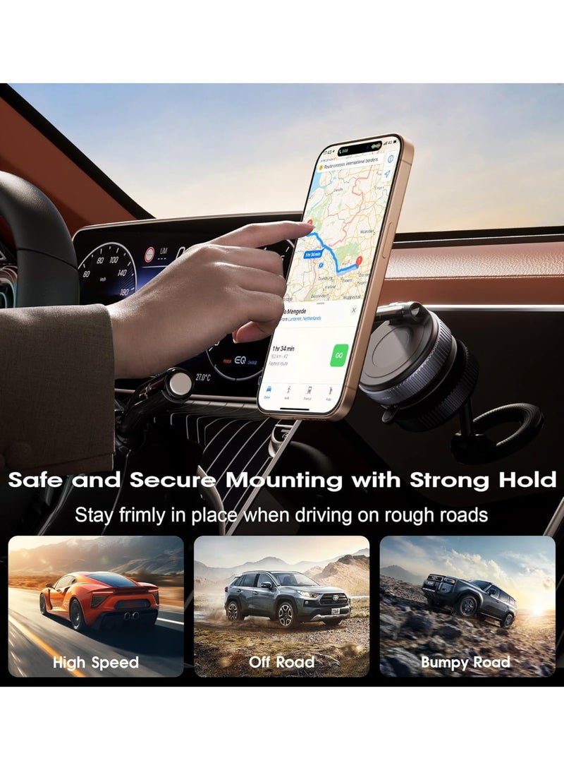 Car Phone Holder for Magsafe Strongest Suction Strongest Magnetic 360° Adjustable Car Phone Mount, Phone Holders for Your Car for iPhone16/15/14/13 Series, Android and All Smartphones - - Image 5