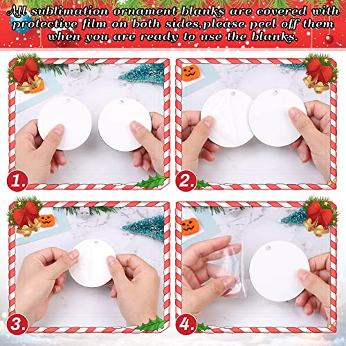 Billbotk 25 Pieces Sublimation Ornament Blanks, 3.15" Round Blank Sublimation Ornaments Sublimation Christmas Ornament Blanks for Christmas Tree Décor, DIY Handmade Crafts(3.15 inches) - Image 5