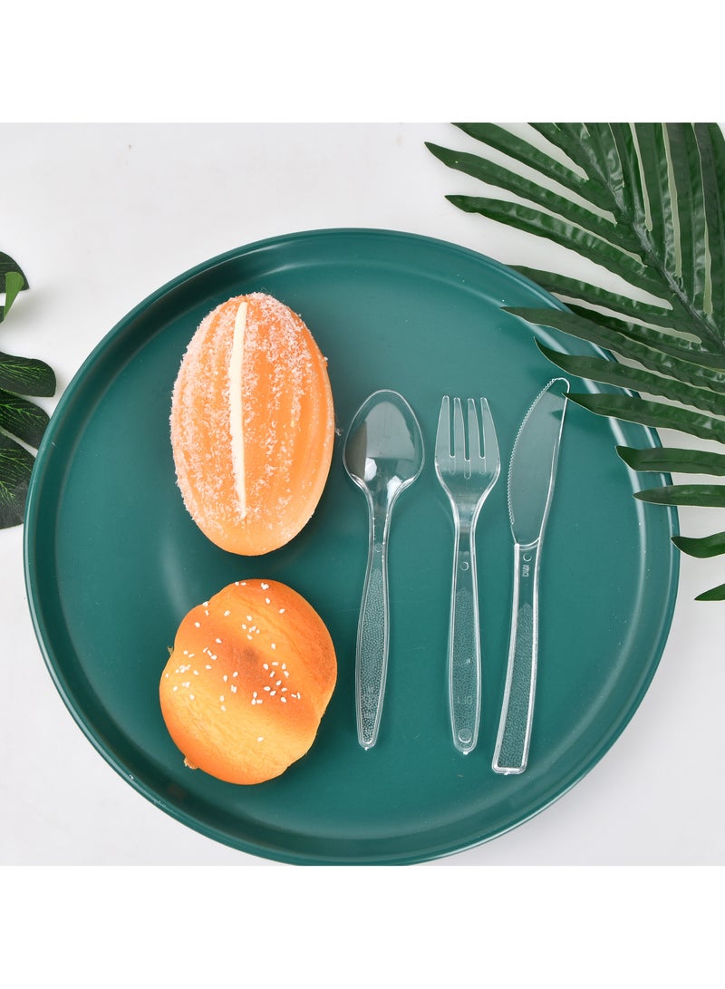 Transparent Plastic Cutlery Set - 100 Sets (Knife, Fork, Spoon), Disposable Utensils for Events, Picnics, and Takeaways  - Image 4