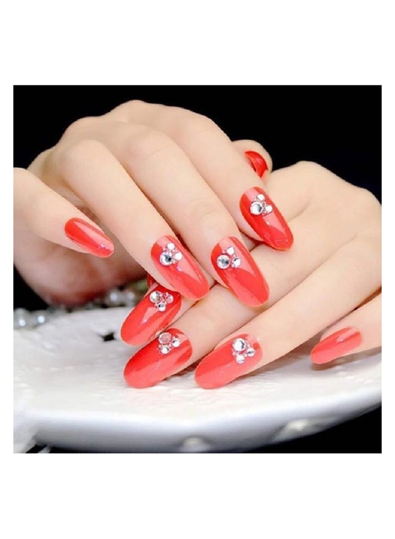 Pack of 100 Clear Acrylic Nails, Full Coverage, 10 Sizes - with Nail Glue Bottle and Brush Inner