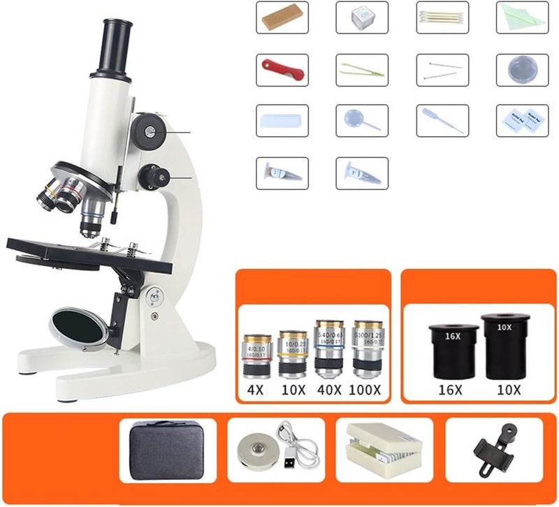 Microscope, Microscope, Monocular Optical Scope 64x-160x School Science Experimental Biology Children's Digital,for Homeschool Lab - Image 2