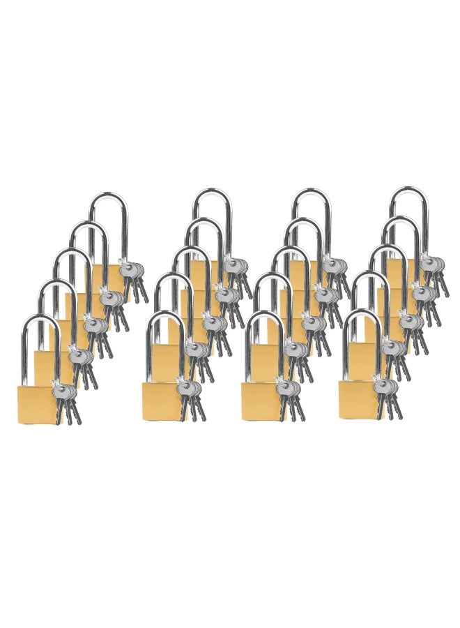 ROBUSTLINE 20 Pieces Brass Plated Long Shackle Padlock Padlocks For Luggage Lockers Solid Brass Keyed Alike Padlocks 30Mm - Image 1