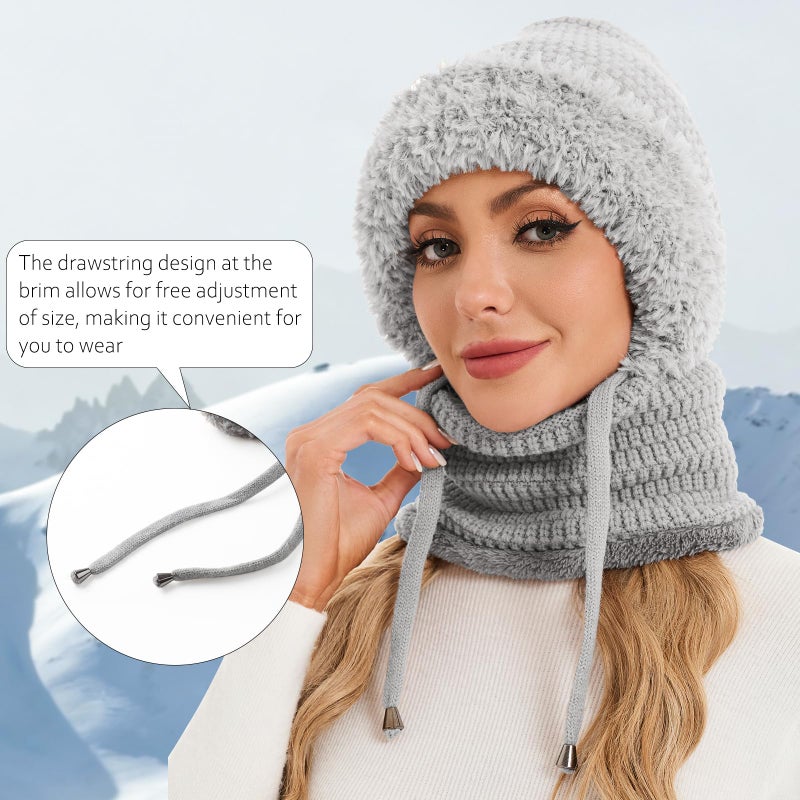 Sumolux 3 in 1 Beanie Hat for Women with Fleece Lined Scarf and Mask Outdoors Windproof Knitted Ski Mask Set - Image 3