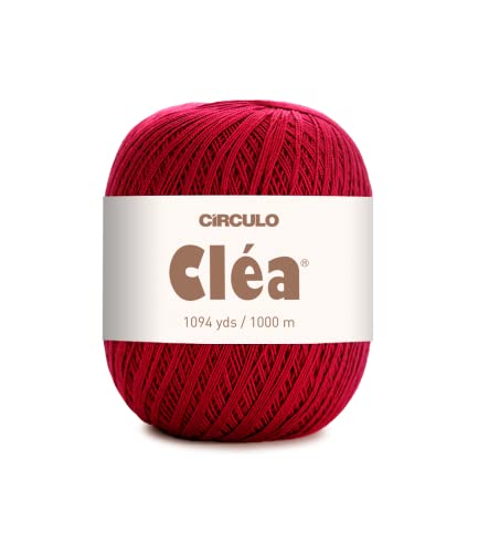 CÃRCULO Circulo Clea Yarn Crochet Thread Fine Size 1082 Perfect for Weaving 100 Mercerized Brazilian Cotton Pack of 1 Ball 53 oz 1094 yds Color 3402 Circulo Red - Image 1