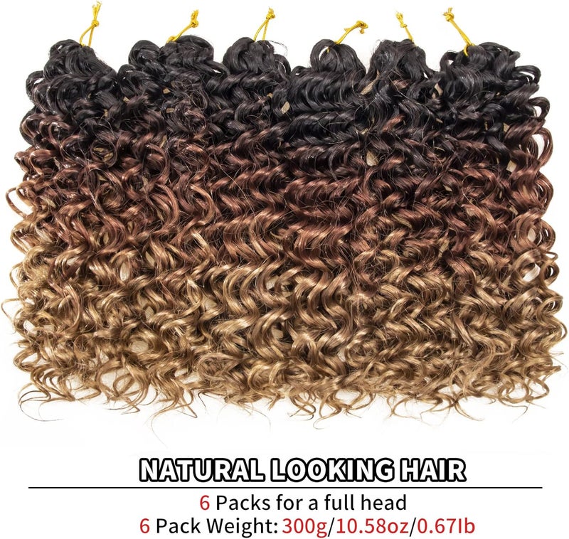 QRHSUKA شعر محبوك بنمط GoGo Curl للنساء، بتموجات مائية وشعر بشري مموج، إضافات شعر صناعية (طول 12 بوصة، عبوة تحتوي على 6 قطعات)، اللون 1B/30/27 - Image 2