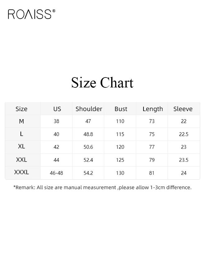 roaiss Linen Blend Short Sleeve Shirt for Men Relaxed Fit Stand Collar Button Up for Summer Casual Wear Men's Breathable Natural Fabric Beach Vacation - Image 4