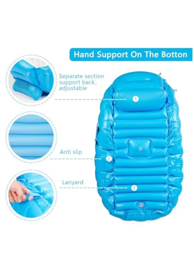 Inflatable Baby Bath – Portable Baby Bath Tub with Air Pump, Foldable Blow Up Bath for Newborns & Toddlers, Non-Slip Travel Toddler Bath with Drain Plug & Hook, Air Pool for Indoor & Outdoor Use, Blue - Image 3