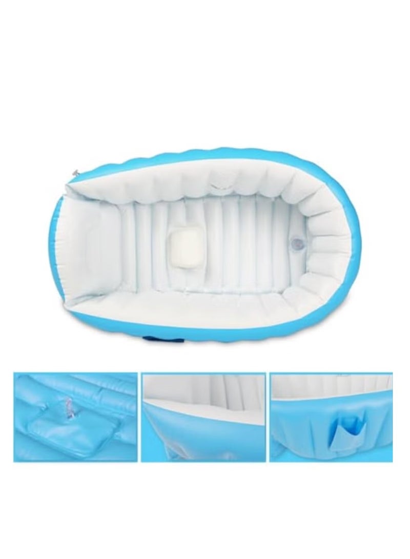 Inflatable Baby Bath – Portable Baby Bath Tub with Air Pump, Foldable Blow Up Bath for Newborns & Toddlers, Non-Slip Travel Toddler Bath with Drain Plug & Hook, Air Pool for Indoor & Outdoor Use, Blue - Image 5