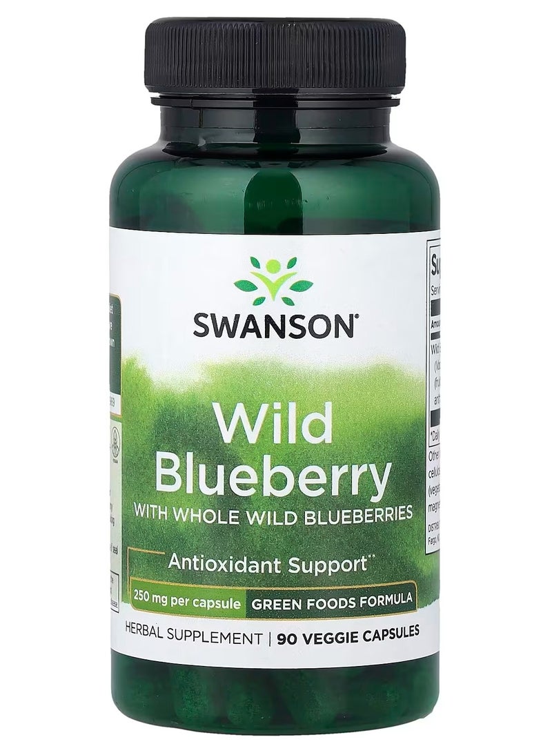 SWANSON Swanson, Wild Blueberry with Whole Wild Blueberries, 250 mg, 90 Veggie Capsules 