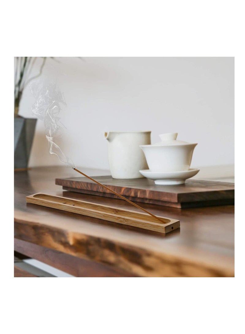 2 Pieces Natural Bamboo Incense Stick Holder Home Incent Burner Ash Catcher with Adjustable Angle  - Image 3
