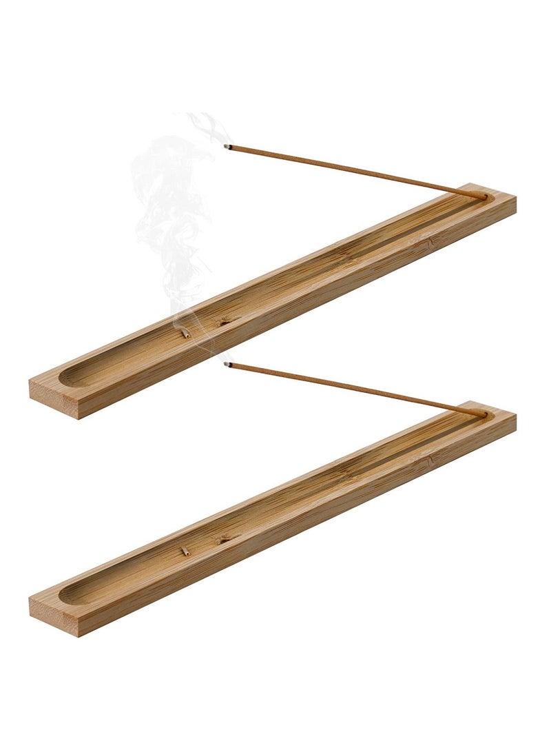 2 Pieces Natural Bamboo Incense Stick Holder Home Incent Burner Ash Catcher with Adjustable Angle  - Image 1
