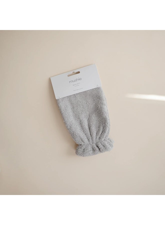 mushie Baby Bath Mitt | Organic Cotton | Pack of 2 (Gray) - Image 2