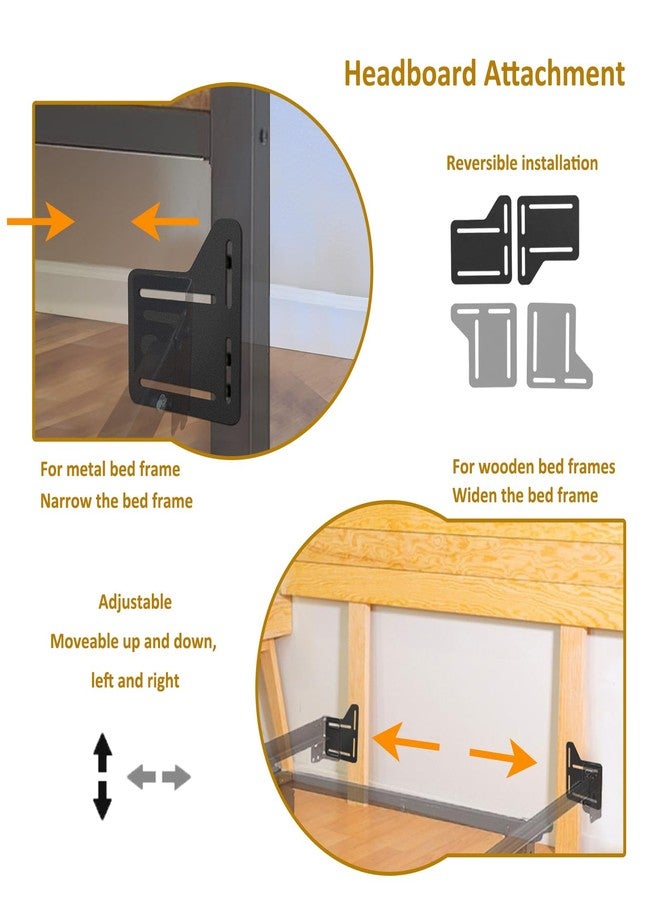 VANROUG 2 Pcs Bed Frame Brackets for Headboard, Bed Frame Adapter Connector, Bed Modification Plate, Bed Frame Conversion Kit, Headboard Attachment Bracket kit for Queen, King and Full Size Beds - Image 2