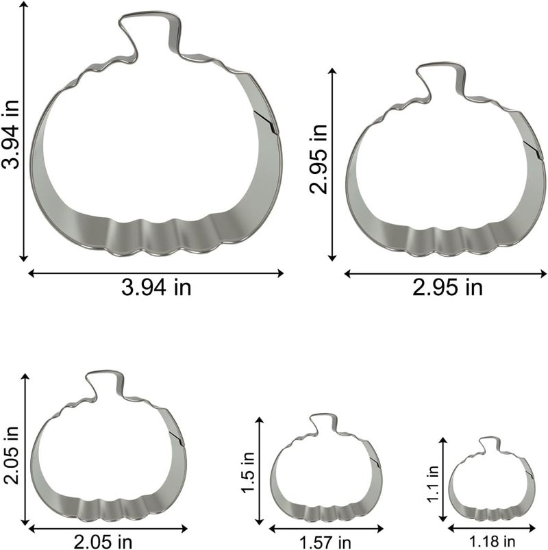 VTUGP Pumpkin Cookie Cutters Set with Box, 5Pcs Large to Tiny Size - 3.94'', 2.95'', 2.05'',1.57'', 1.18'', Stainless Steel Fondant Biscuit Mold for Halloween Fall Thanksgiving Day Holiday Party Decoration - Image 4