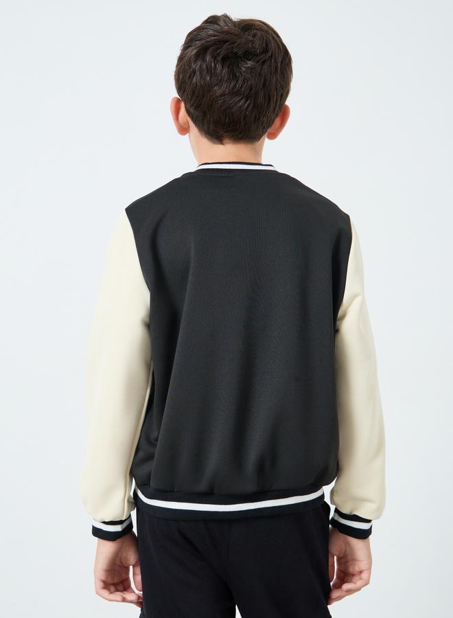 ستايلي جاكيت بومبر أسود بنمط كتل الالوان - Image 5