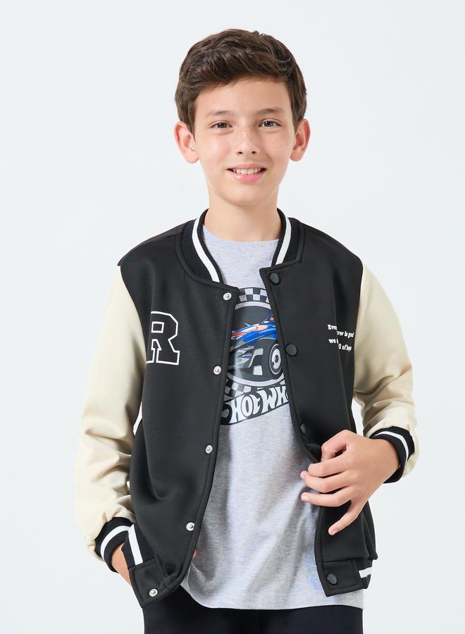 ستايلي جاكيت بومبر أسود بنمط كتل الالوان - Image 1