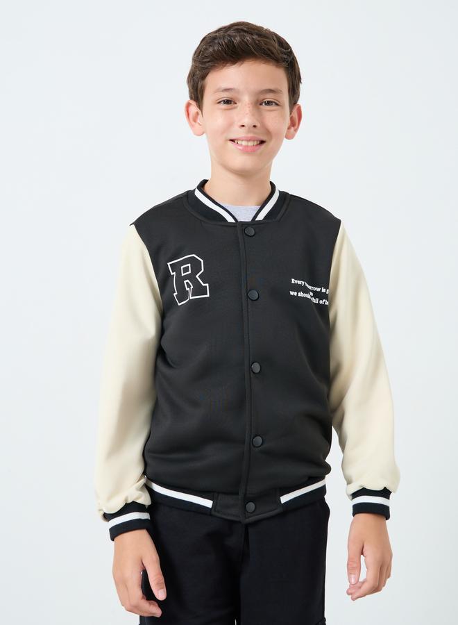 ستايلي جاكيت بومبر أسود بنمط كتل الالوان - Image 3