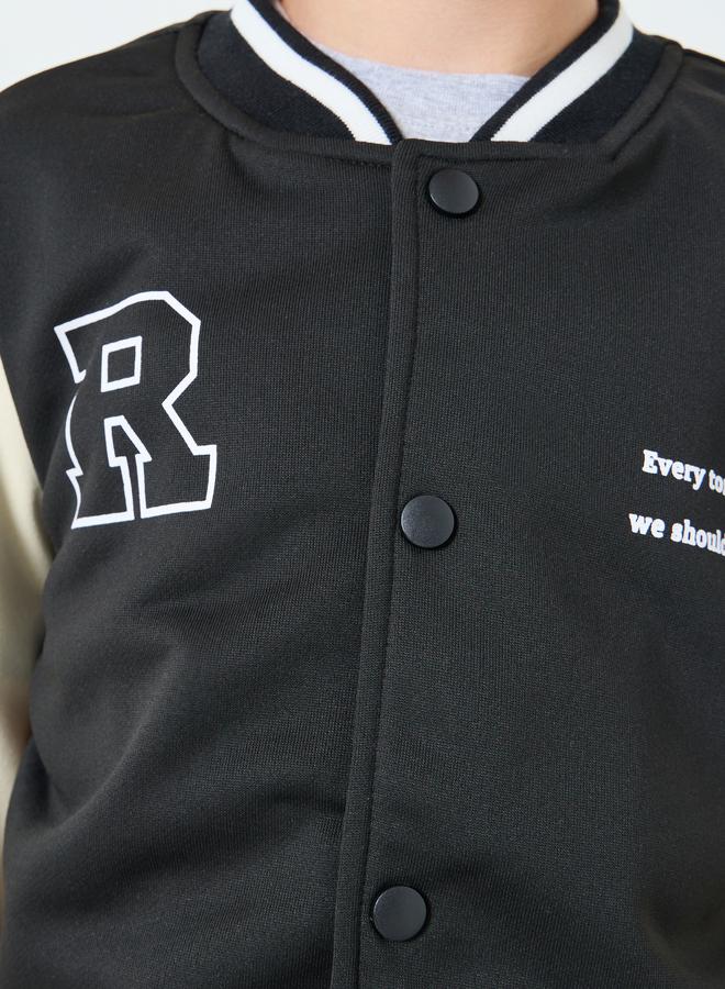 ستايلي جاكيت بومبر أسود بنمط كتل الالوان - Image 4