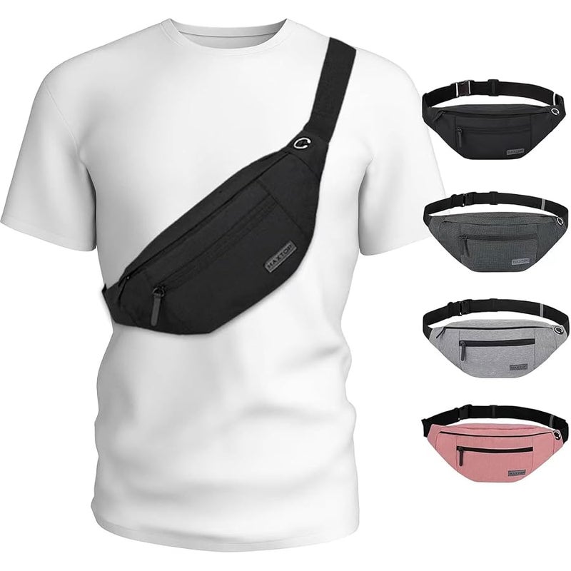 Maxtop Large Crossbody Fanny Pack with 4-Zipper Pockets,Gifts for Enjoy Sports Festival Workout Traveling Running Casual Hands-Free Wallets Waist Pack Phone Bag Carrying All Phones - Image 1