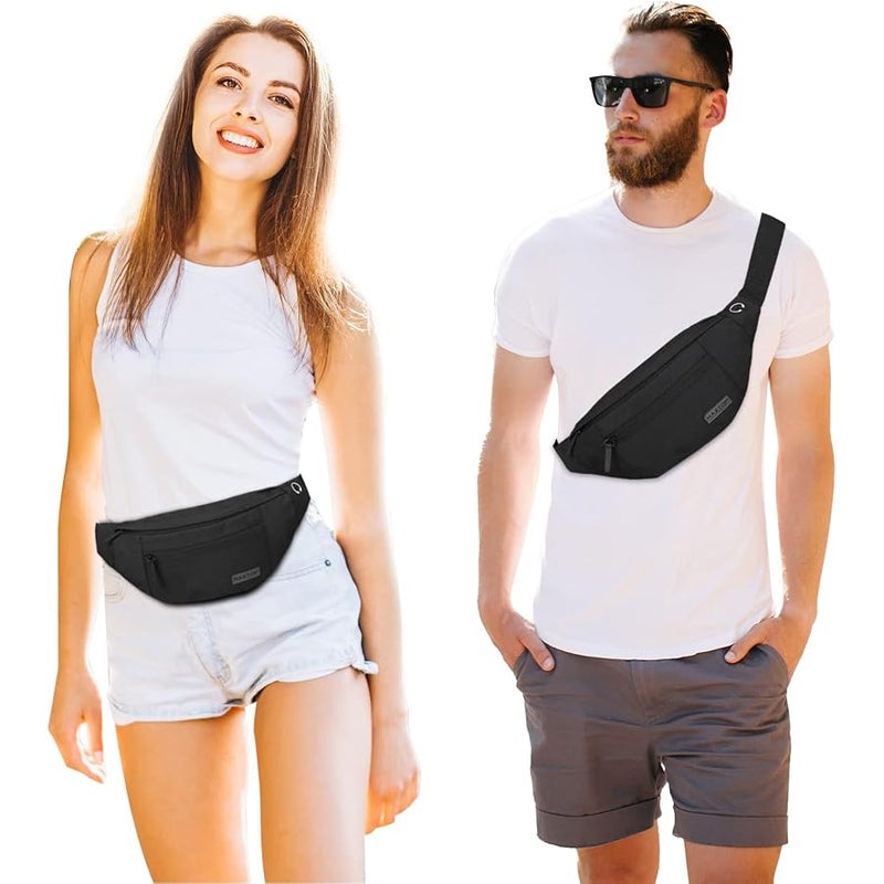 Maxtop Large Crossbody Fanny Pack with 4-Zipper Pockets,Gifts for Enjoy Sports Festival Workout Traveling Running Casual Hands-Free Wallets Waist Pack Phone Bag Carrying All Phones - Image 2