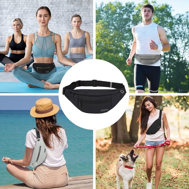 Maxtop Large Crossbody Fanny Pack with 4-Zipper Pockets,Gifts for Enjoy Sports Festival Workout Traveling Running Casual Hands-Free Wallets Waist Pack Phone Bag Carrying All Phones - Image 5