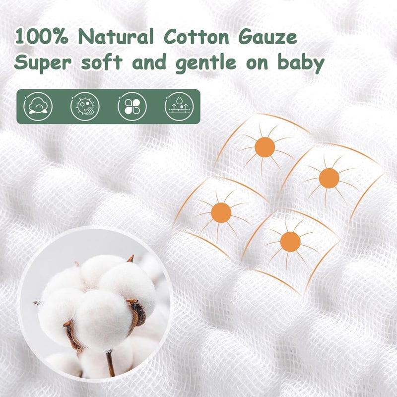 Looxii Muslin Baby Washcloths 6 Pack 100 Cotton Baby Wash Cloths for Baby Face Body 12x12 inches Large Soft Absorbent Face Towels for Newborns Gradient Green - Image 4
