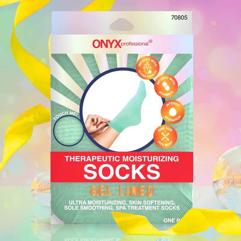 Onyx Professional Gel Moisturizing Socks, One Size Dry Feet Treatment for Women or Men, Hydrating Spa Socks for Dry Feet and Cracked Heel Repair, One Reusable Pair - Image 1