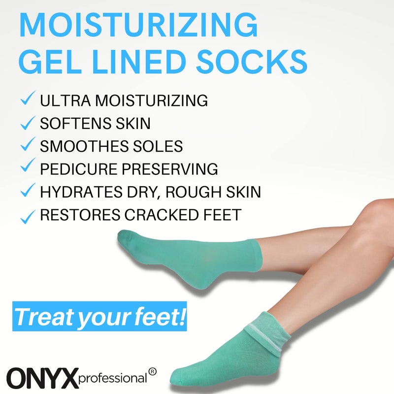 Onyx Professional Gel Moisturizing Socks, One Size Dry Feet Treatment for Women or Men, Hydrating Spa Socks for Dry Feet and Cracked Heel Repair, One Reusable Pair - Image 2
