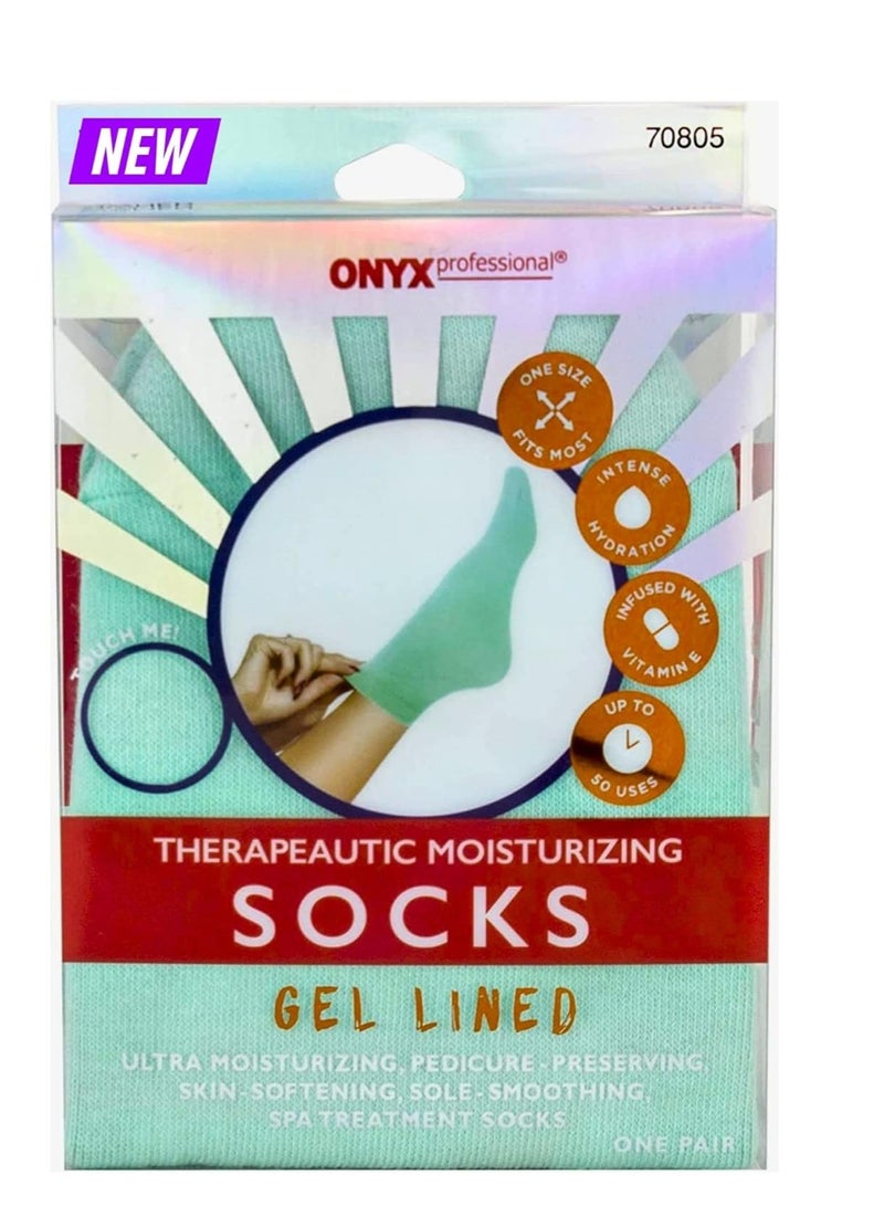 Onyx Professional Onyx Professional Gel Moisturizing Socks, One Size Dry Feet Treatment for Women or Men, Hydrating Spa Socks for Dry Feet and Cracked Heel Repair, One Reusable Pair  - Image 1