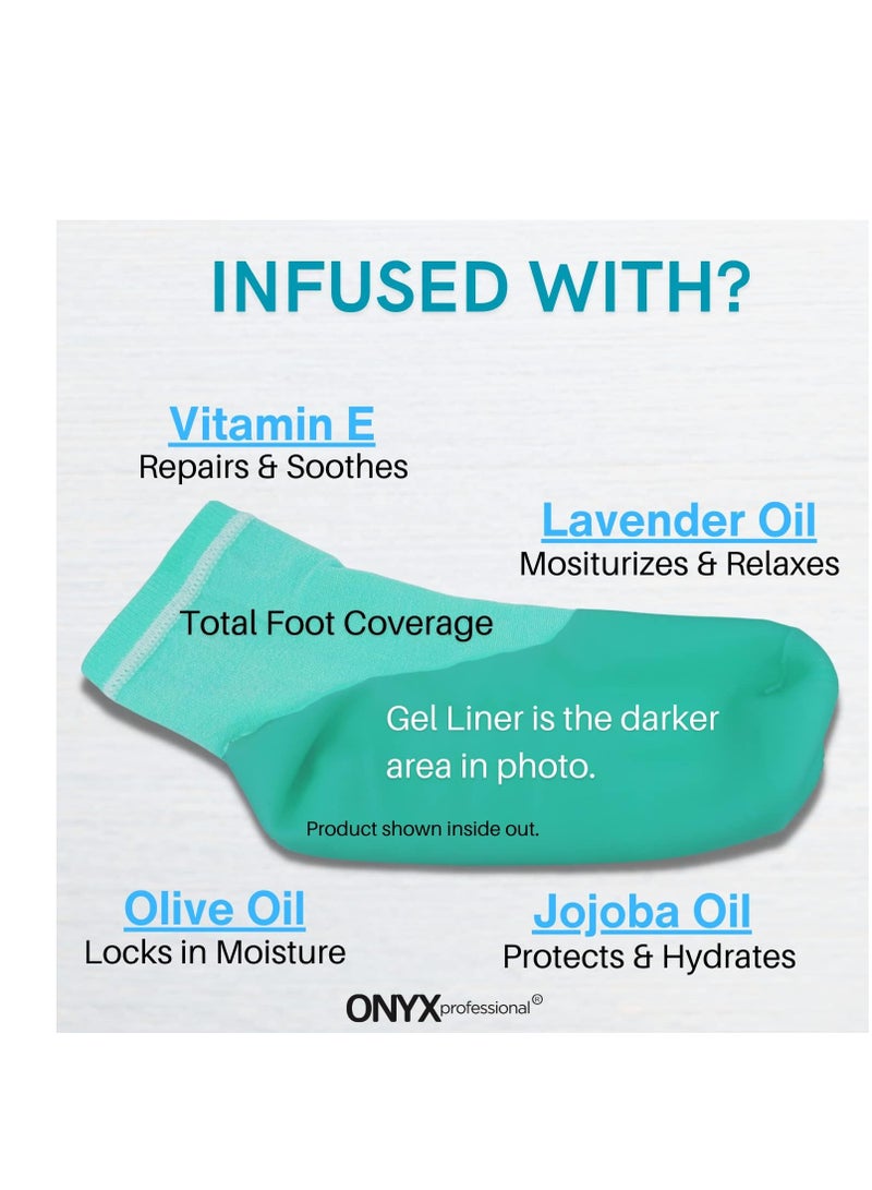 Onyx Professional Onyx Professional Gel Moisturizing Socks, One Size Dry Feet Treatment for Women or Men, Hydrating Spa Socks for Dry Feet and Cracked Heel Repair, One Reusable Pair  - Image 2