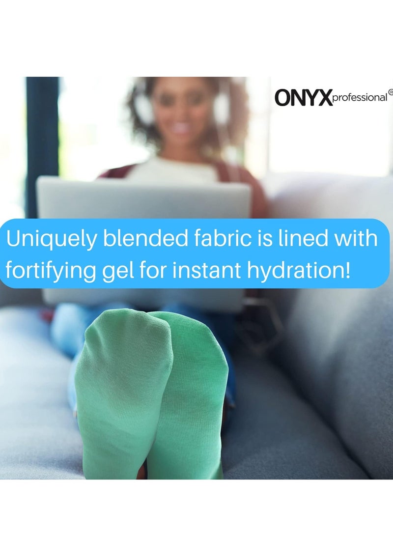 Onyx Professional Onyx Professional Gel Moisturizing Socks, One Size Dry Feet Treatment for Women or Men, Hydrating Spa Socks for Dry Feet and Cracked Heel Repair, One Reusable Pair  - Image 3
