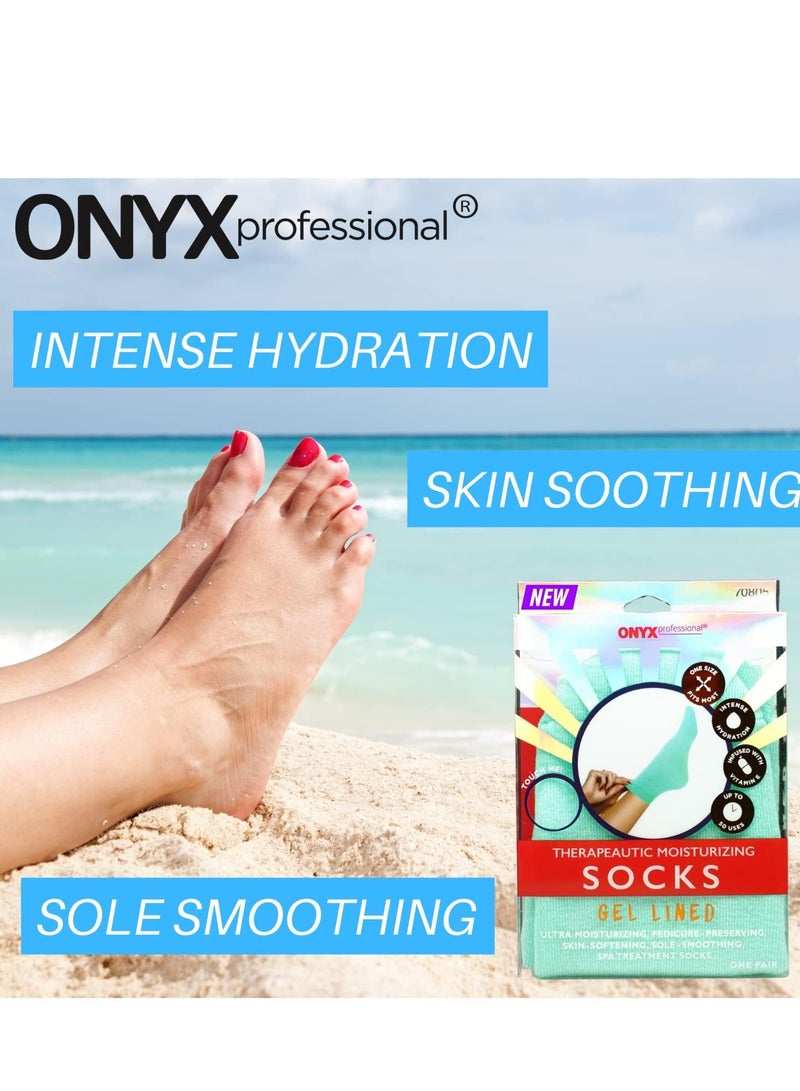 Onyx Professional Onyx Professional Gel Moisturizing Socks, One Size Dry Feet Treatment for Women or Men, Hydrating Spa Socks for Dry Feet and Cracked Heel Repair, One Reusable Pair  - Image 4