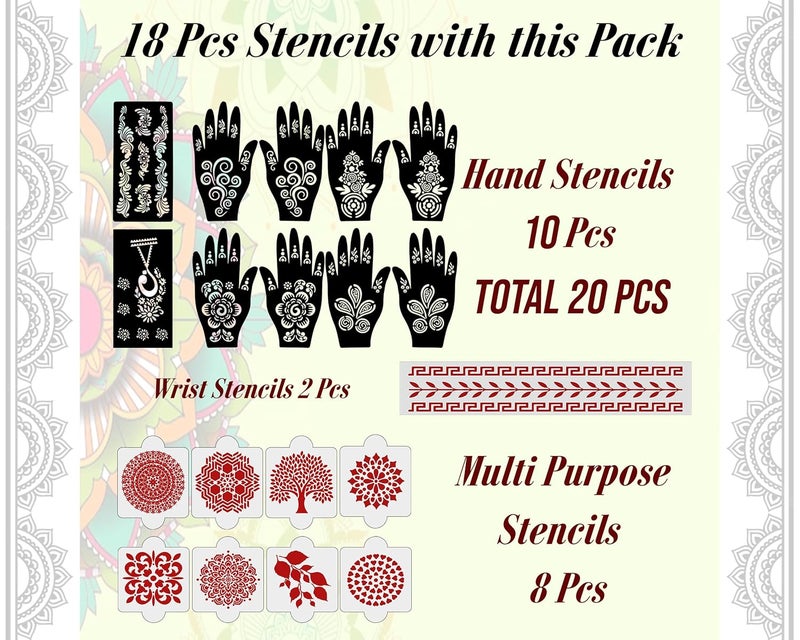 ivana's Ivanas Set of 20 Pcs Combo Pack Reusable Mehandi Design Sticker Stencils for Both Hand  Mehendi Stencils for Hands  Quick and Easy to Use for Girls Women Kids  Teen D2095 - Image 4